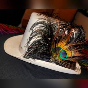 Peacock feather top hat